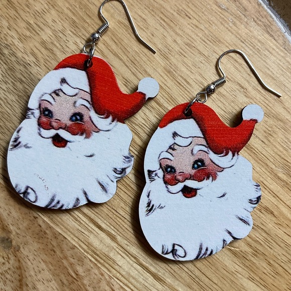 None Jewelry - 🎁 3/$15 Santa Claus earrings NEW wood face dangle Christmas earrings